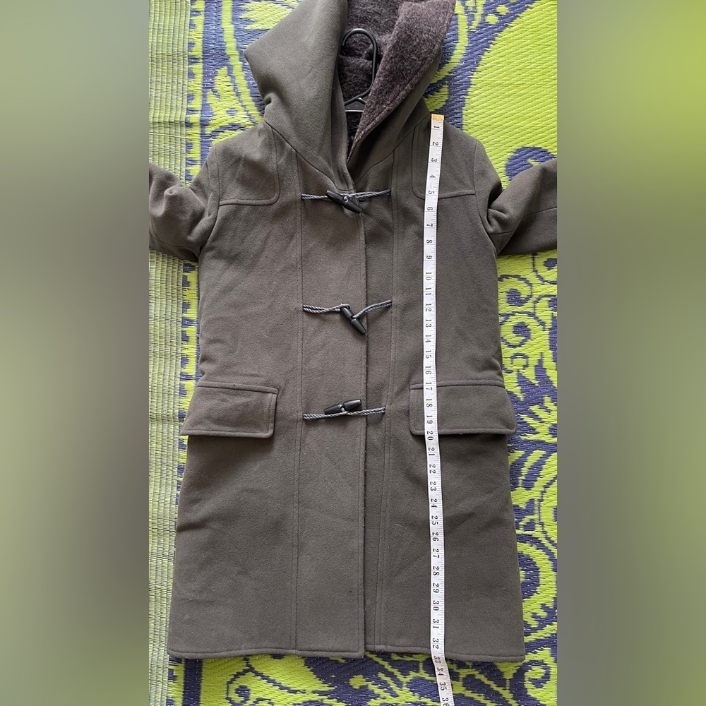 M0851 WOOL DUFFEL HOODED COAT SIZE 2 Gray/ Green Made In Canada - Picture 13 of 16